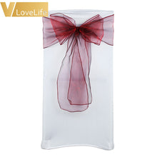 Load image into Gallery viewer, 100pcs High Quality Organza Chair Sashes Wedding Chair Knot Cover Chairs Bow Band Belt Ties For Weddings Banquet 100x Decoration
