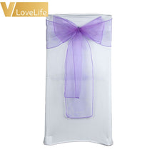 Load image into Gallery viewer, 100pcs High Quality Organza Chair Sashes Wedding Chair Knot Cover Chairs Bow Band Belt Ties For Weddings Banquet 100x Decoration
